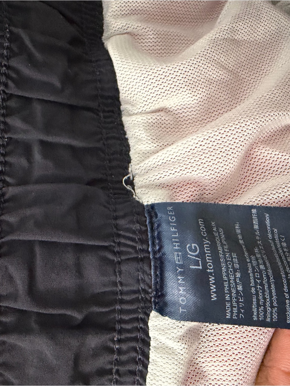 Tommy Hilfiger Red Swim Shorts with Navy Waistband and White Drawcords - Picture 5 of 6